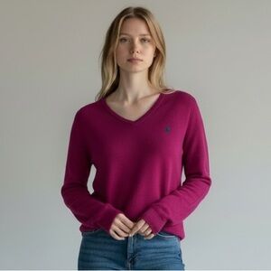 POLO Ralph Lauren Magenta Women's V-Neck Sweater